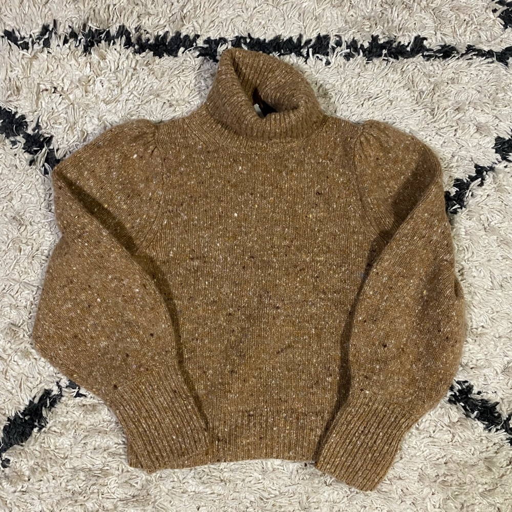 A.L.C Nadia Brown Speckled LambsWool Cashmere old money Turtleneck Sweater Size